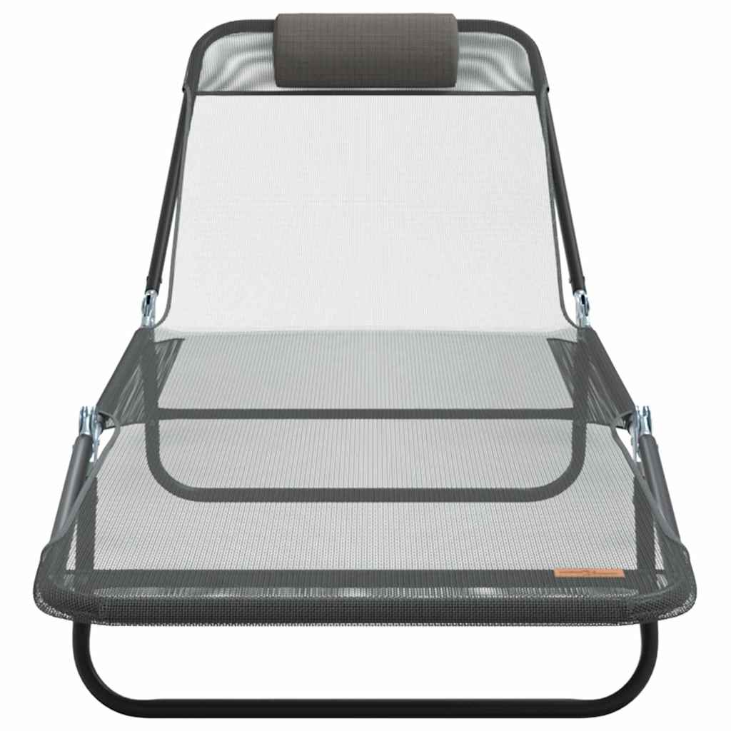 vidaXL Folding Sun Lounger Folding Grey 182 x 55 x 85.5 cm Textilene 4