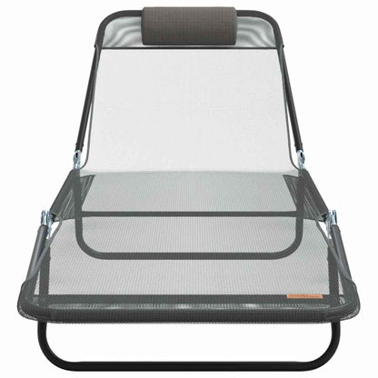 vidaXL Folding Sun Lounger Folding Grey 182 x 55 x 85.5 cm Textilene 4