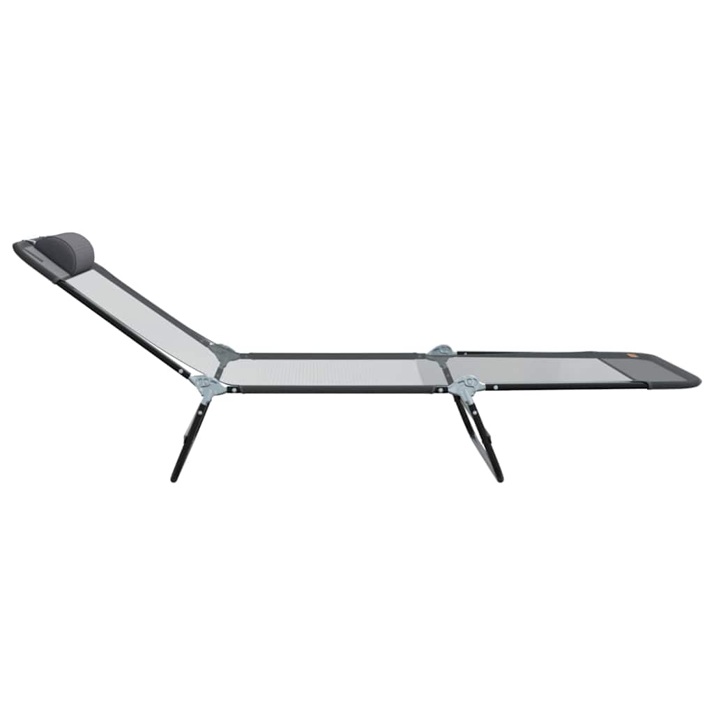 vidaXL Folding Sun Lounger Folding Grey 182 x 55 x 85.5 cm Textilene 5