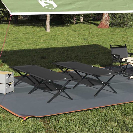 Folding Camping Bed 193 x 69 x 45 cm Oxford fabric 2 pcs Black
