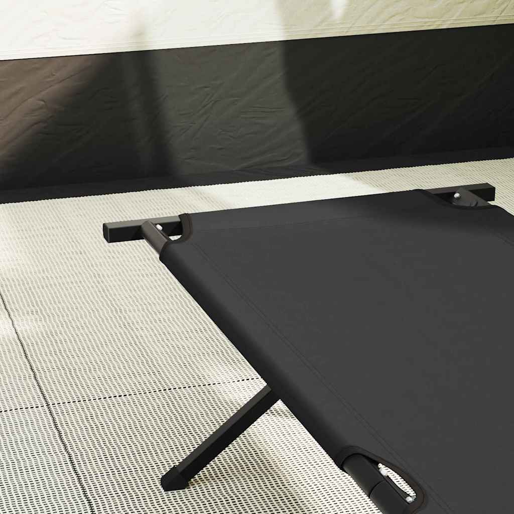 vidaXL Folding Camping Bed Manual Black 210 x 80 x 46 cm Oxford fabric 3