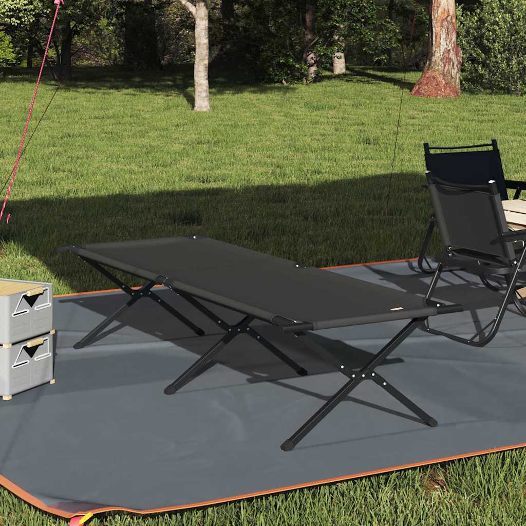 vidaXL Folding Camping Bed Manual Black 210 x 80 x 46 cm Oxford fabric 1
