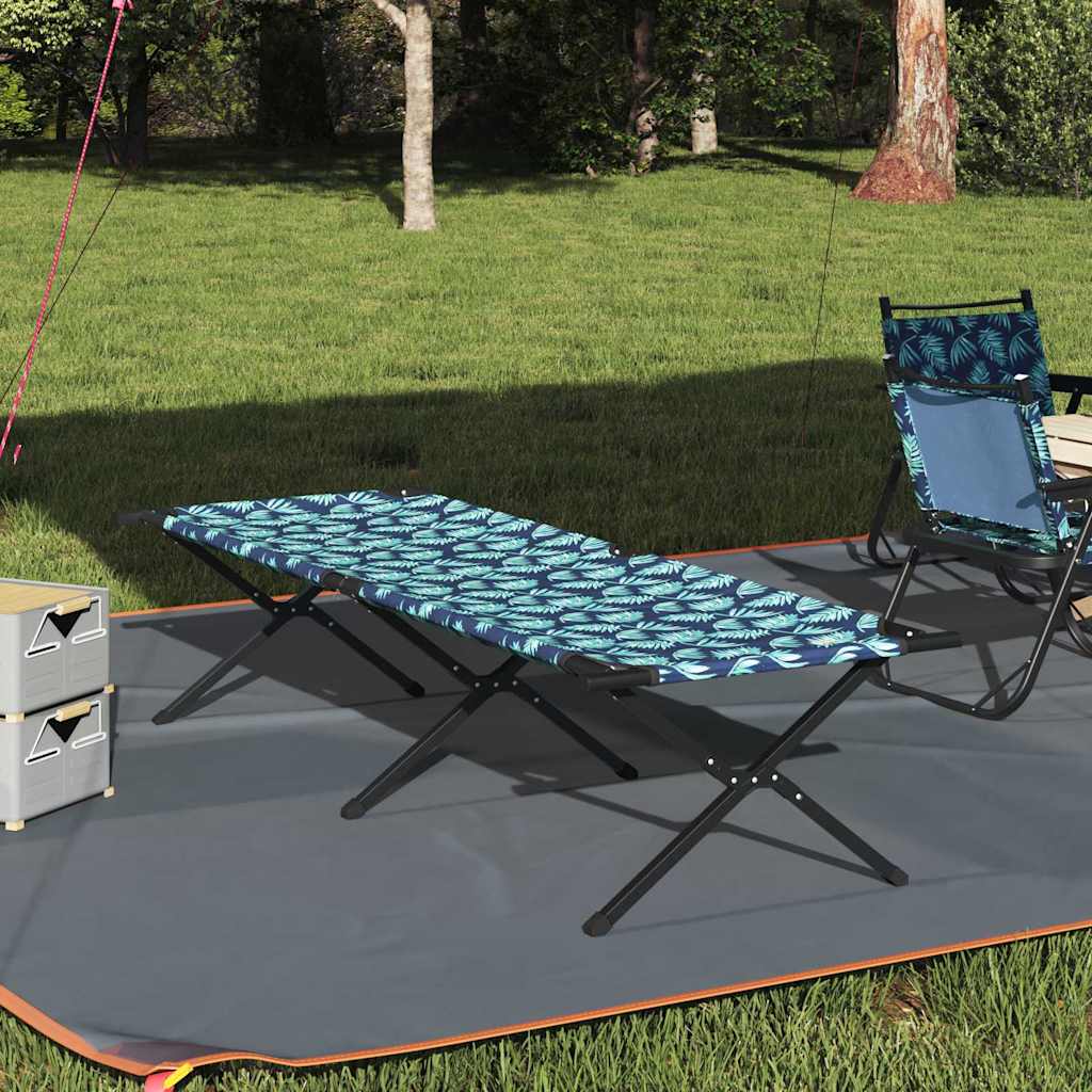 vidaXL Folding Camping Bed Leaf Forest 210 x 80 x 46 cm Oxford fabric 1