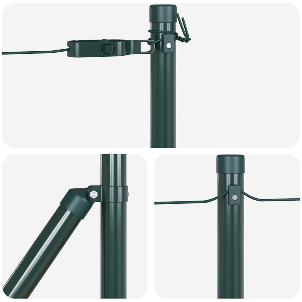 vidaXL Embedded Fence Post 13 pcs Green Powder-Coated Steel 6