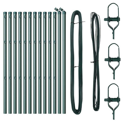 vidaXL Embedded Fence Post 13 pcs Green Powder-Coated Steel 4