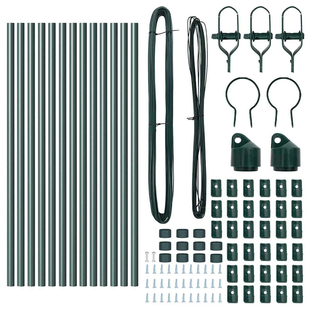 vidaXL Embedded Fence Post 13 pcs Green Powder-Coated Steel 5