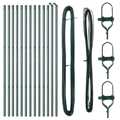 vidaXL Embedded Fence Post 13 pcs Green Powder-Coated Steel 2