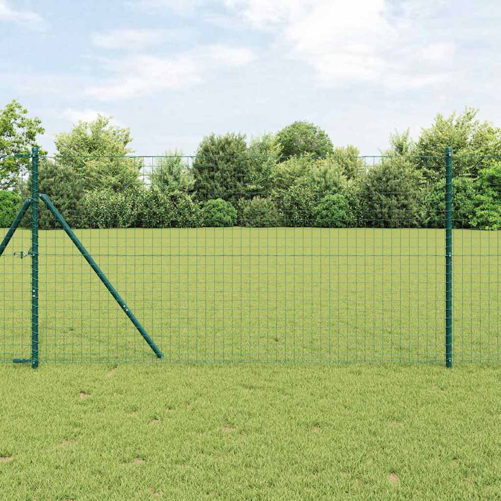 vidaXL Embedded Fence Post 13 pcs Green Powder-Coated Steel 1