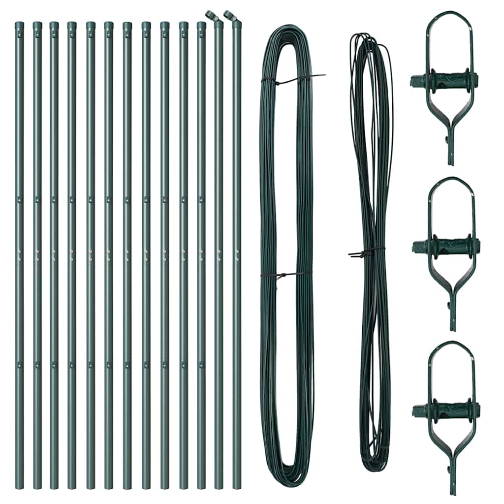 vidaXL Embedded Fence Post 13 pcs Green Powder-Coated Steel 4