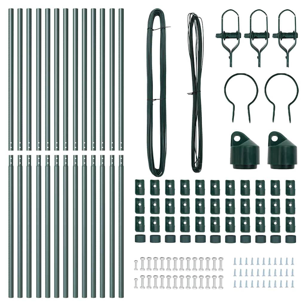 vidaXL Embedded Fence Post 13 pcs Green Powder-Coated Steel 5