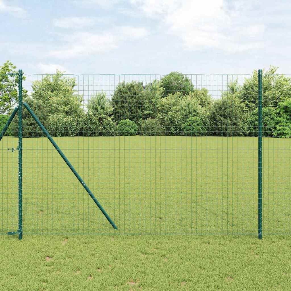 vidaXL Embedded Fence Post 13 pcs Green Powder-Coated Steel 1