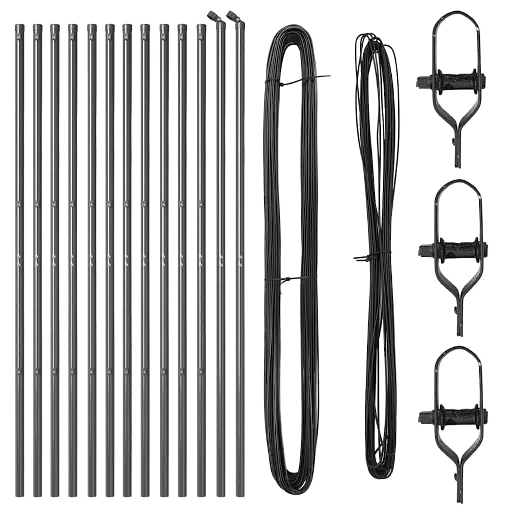 vidaXL Embedded Fence Post 13 pcs Grey Powder-Coated Steel 4