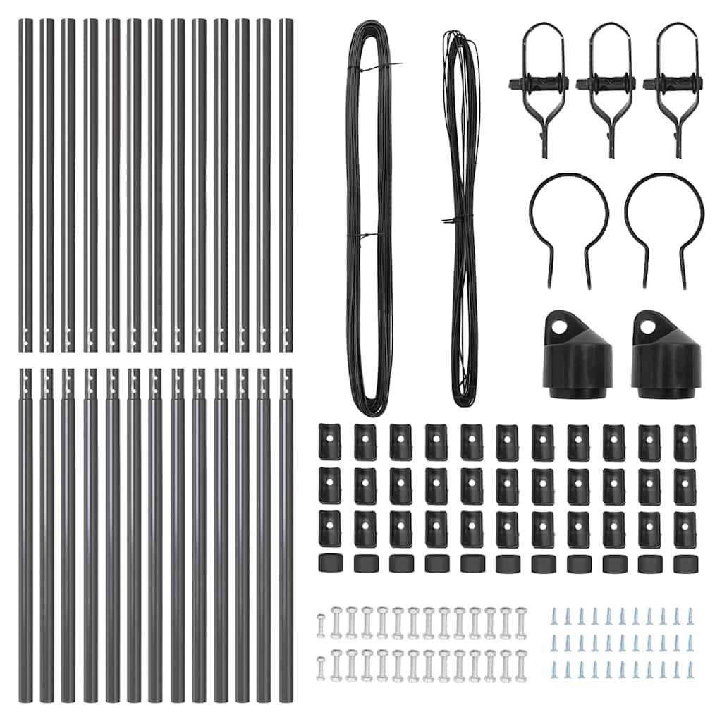 vidaXL Embedded Fence Post 13 pcs Grey Powder-Coated Steel 5