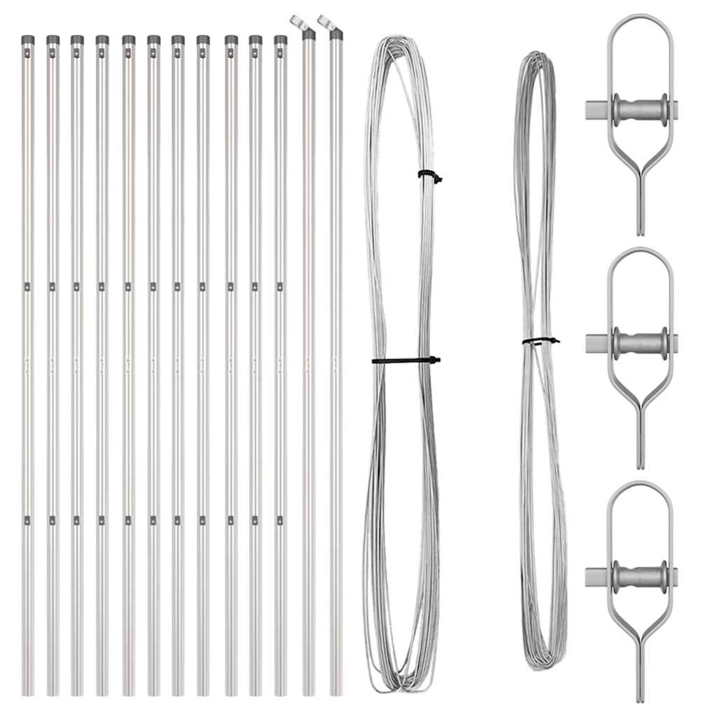 vidaXL Embedded Fence Post 13 pcs Silver Powder-Coated Steel 2