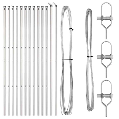 vidaXL Embedded Fence Post 13 pcs Silver Powder-Coated Steel 2