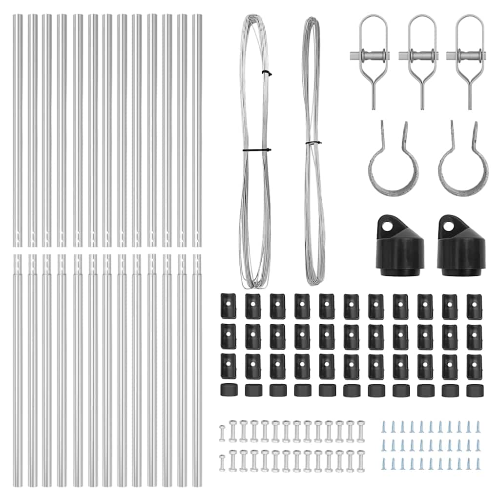 vidaXL Embedded Fence Post 13 pcs Silver Powder-Coated Steel 4