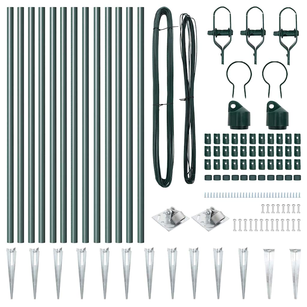vidaXL Ground Spike Fence Post 13 pcs Green Powder-Coated Steel 4