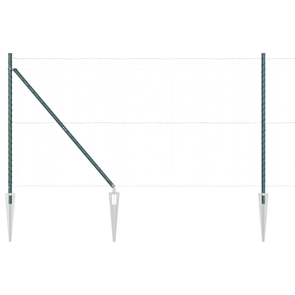 vidaXL Ground Spike Fence Post 7 pcs Green Powder-Coated Steel 5