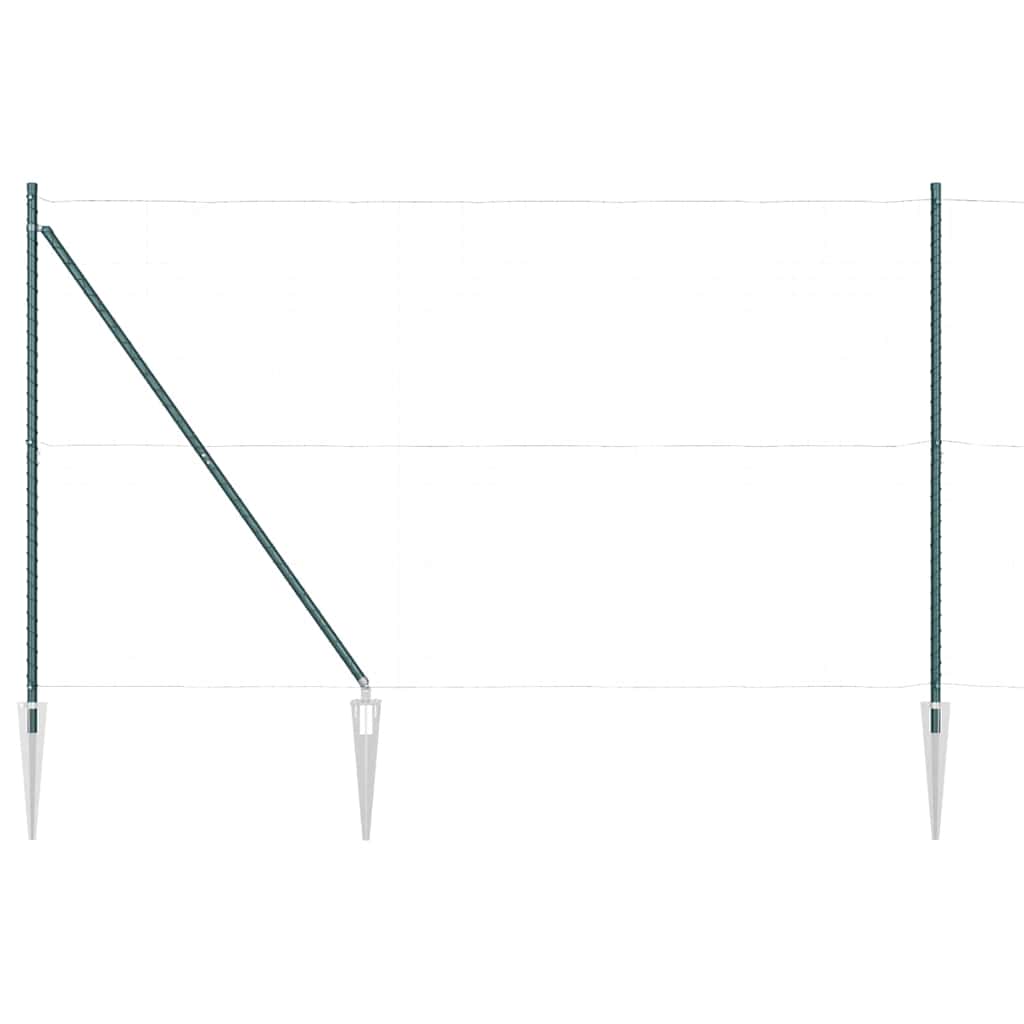vidaXL Ground Spike Fence Post 7 pcs Green Powder-Coated Steel 5