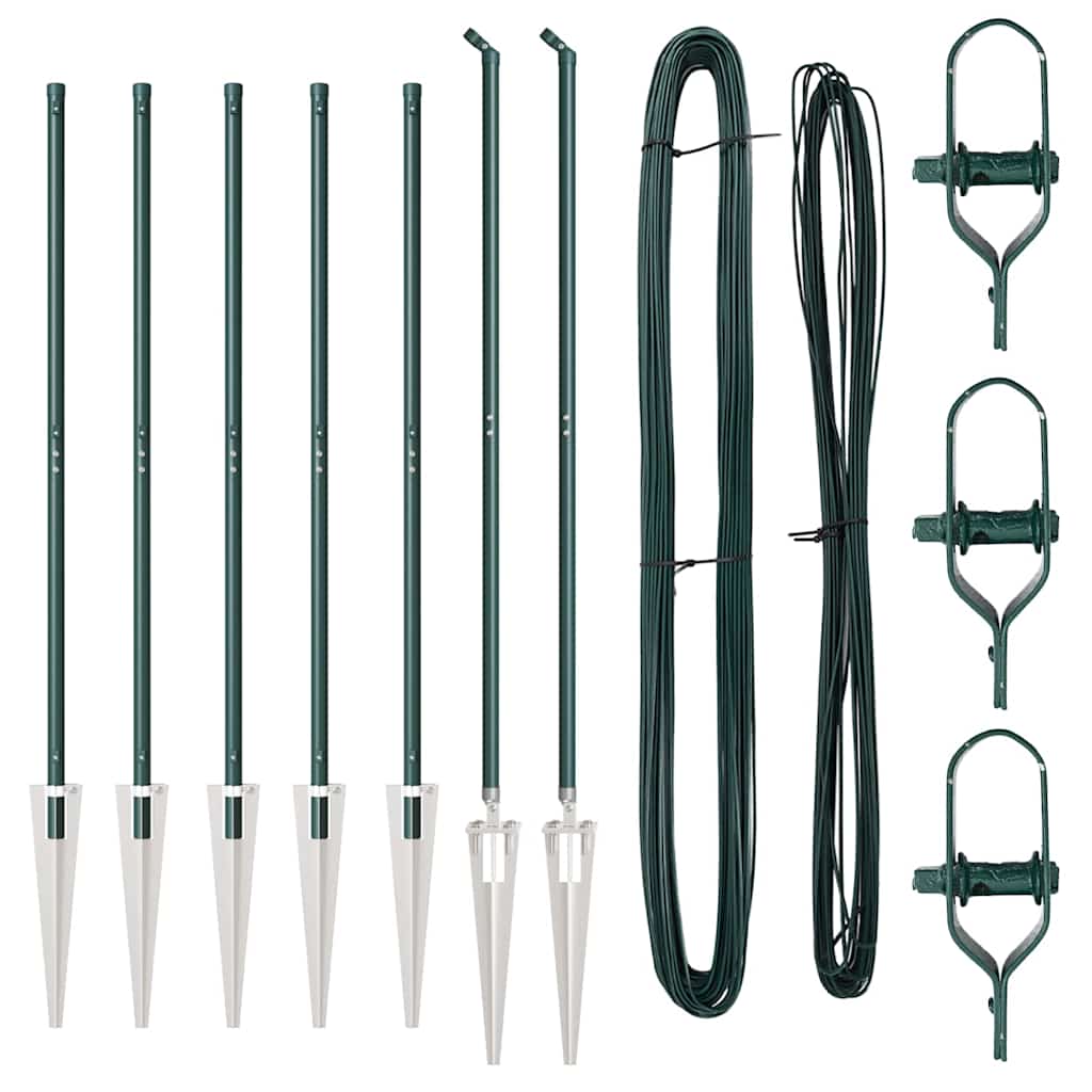 vidaXL Ground Spike Fence Post 7 pcs Green Powder-Coated Steel 2