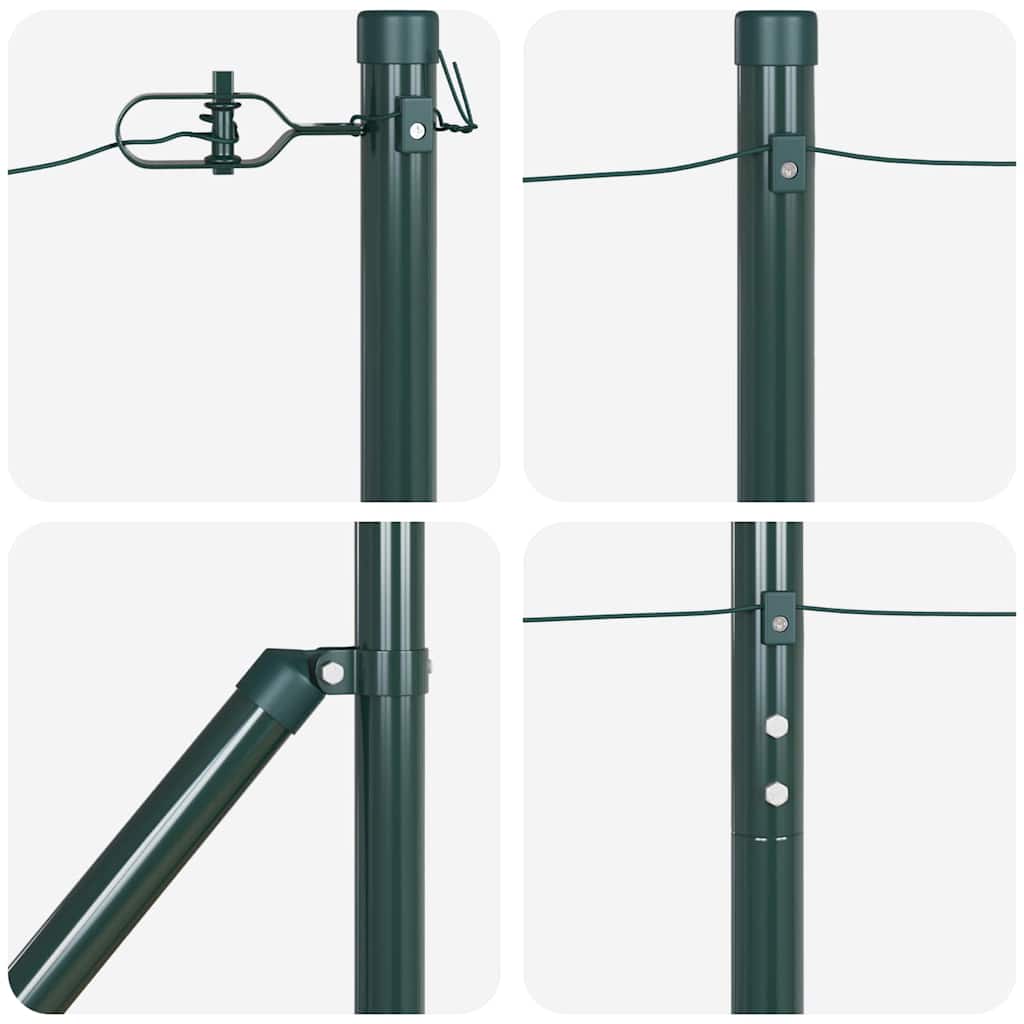 vidaXL Ground Spike Fence Post 7 pcs Green Powder-Coated Steel 6