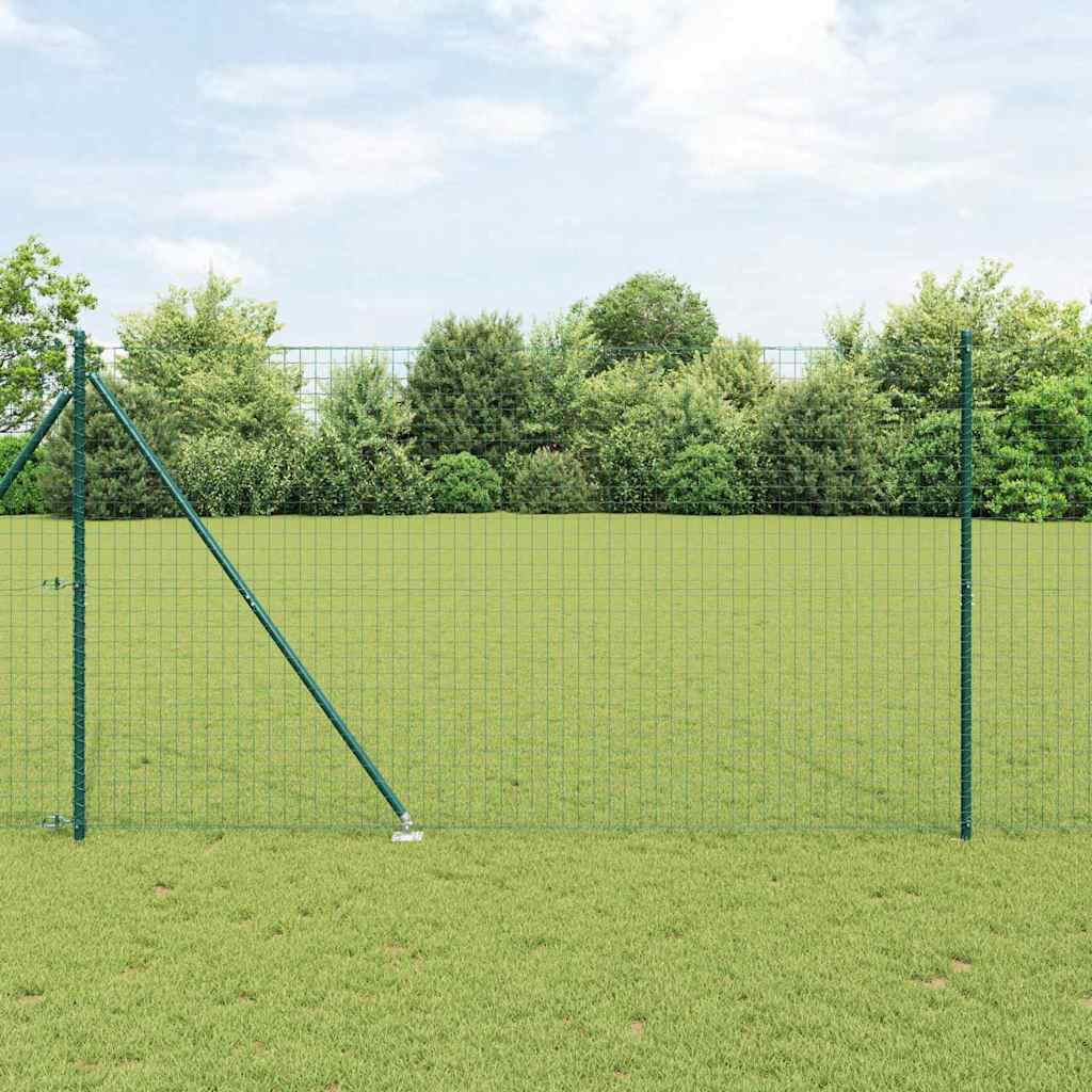 vidaXL Ground Spike Fence Post 7 pcs Green Powder-Coated Steel 1