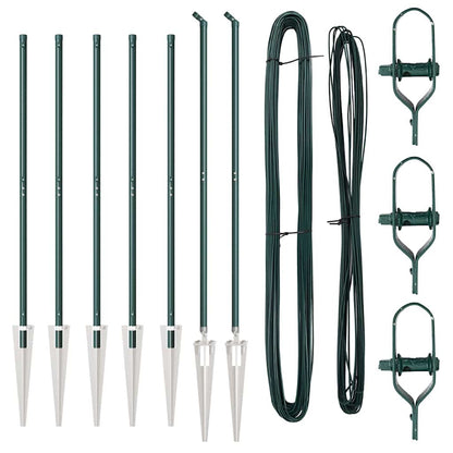 vidaXL Ground Spike Fence Post 7 pcs Green Powder-Coated Steel 2