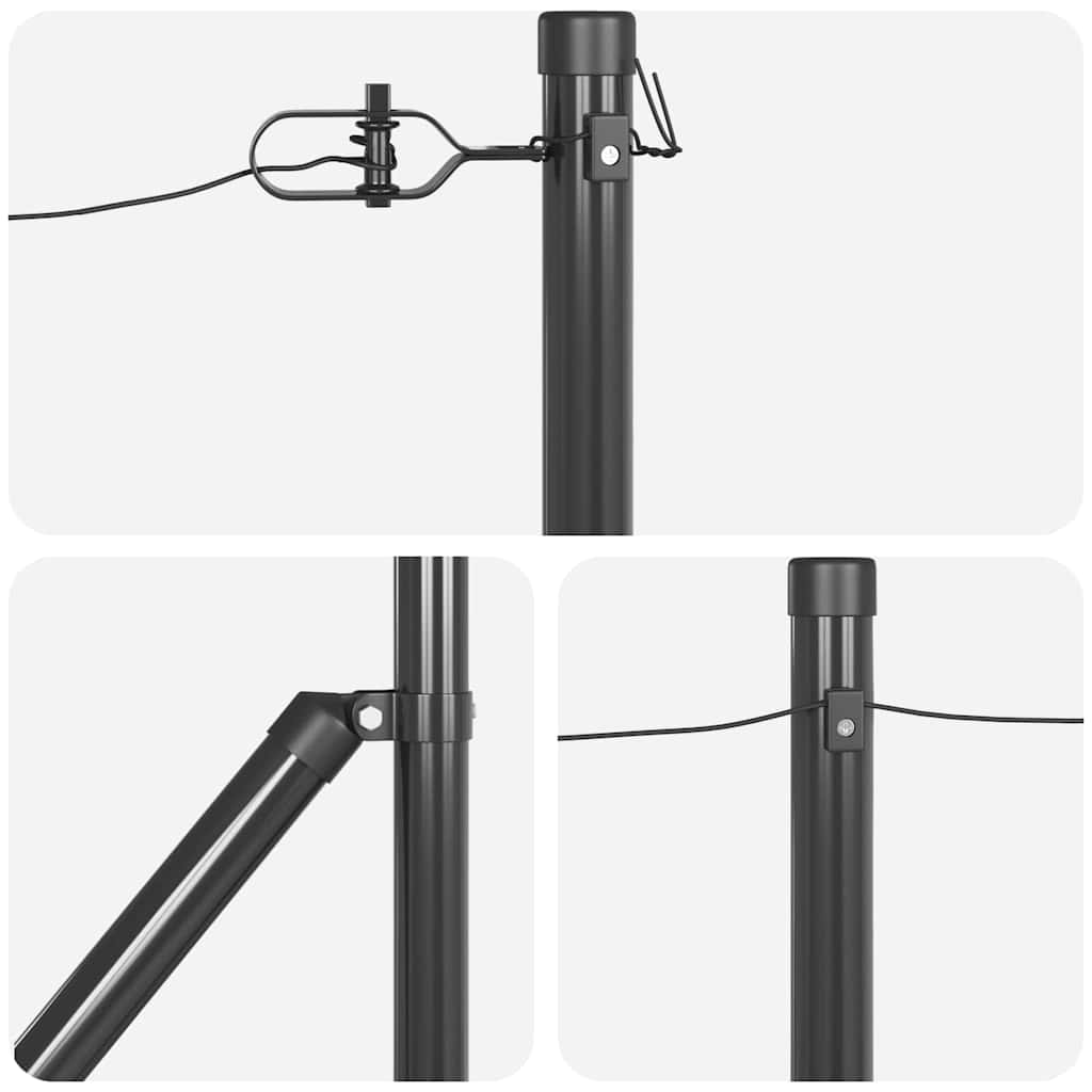vidaXL Ground Spike Fence Post 13 pcs Grey Powder-Coated Steel 6