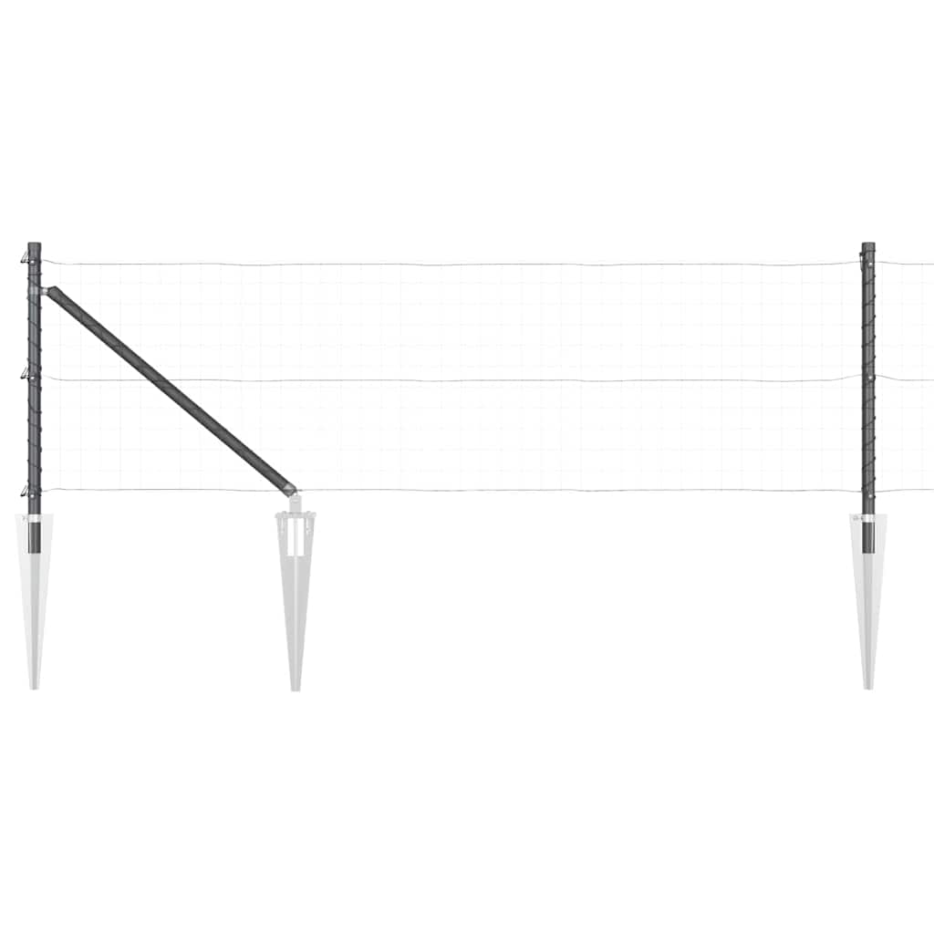 vidaXL Ground Spike Fence Post 13 pcs Grey Powder-Coated Steel 2
