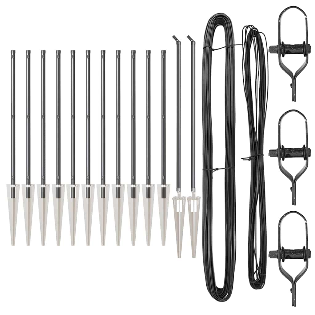 vidaXL Ground Spike Fence Post 13 pcs Grey Powder-Coated Steel 4