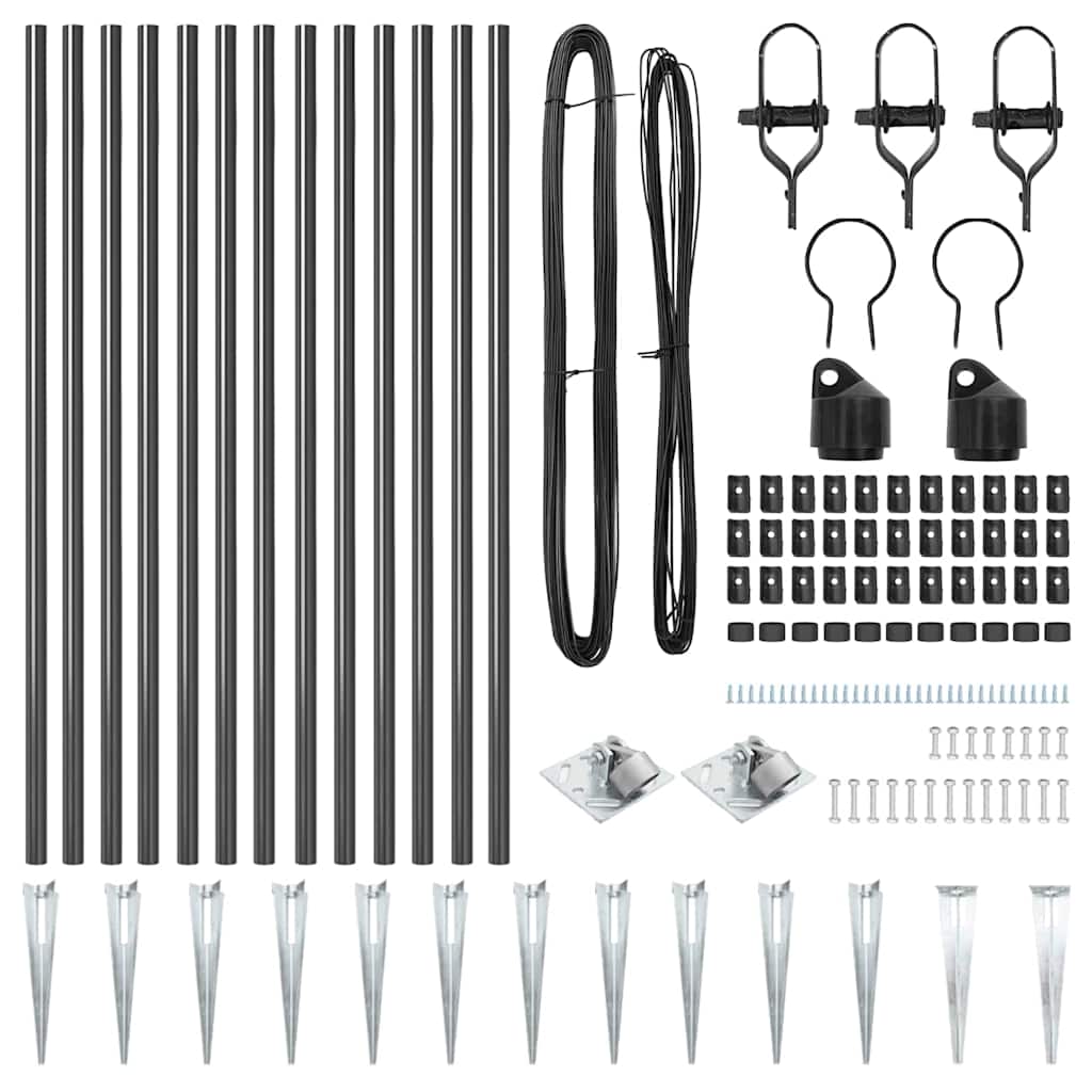 vidaXL Ground Spike Fence Post 13 pcs Grey Powder-Coated Steel 5