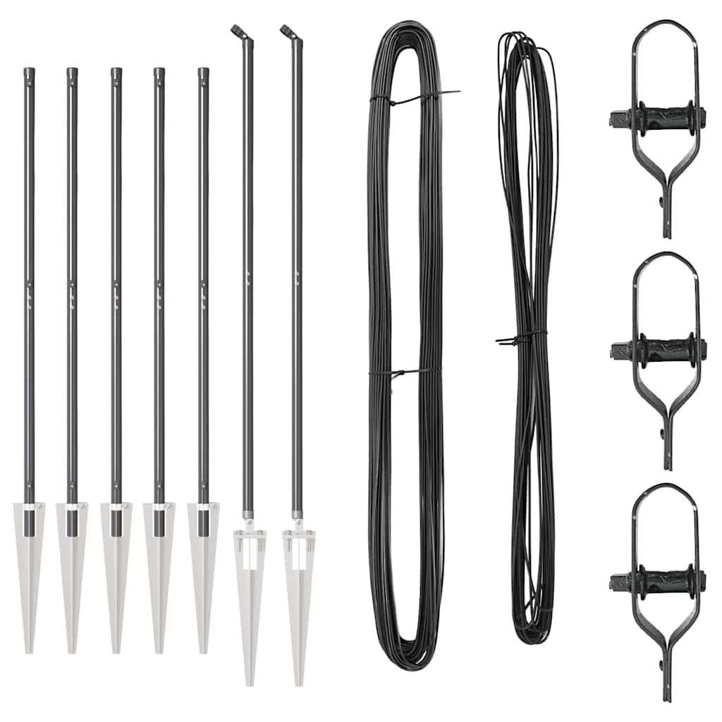 vidaXL Ground Spike Fence Post 7 pcs Grey Powder-Coated Steel 4