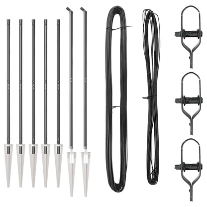 vidaXL Ground Spike Fence Post 7 pcs Grey Powder-Coated Steel 2