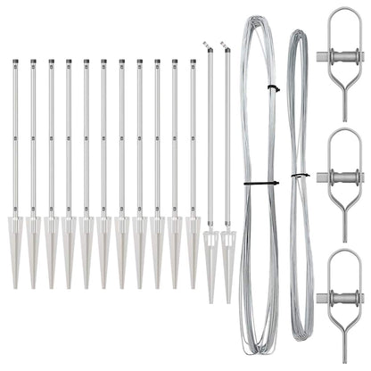 vidaXL Ground Spike Fence Post 13 pcs Silver Powder-Coated Steel 2