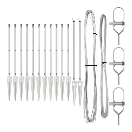 Ground Spike Fence Post 13 pcs Silver Powder-Coated Steel Galvanised steel 13x spike post 45 cm