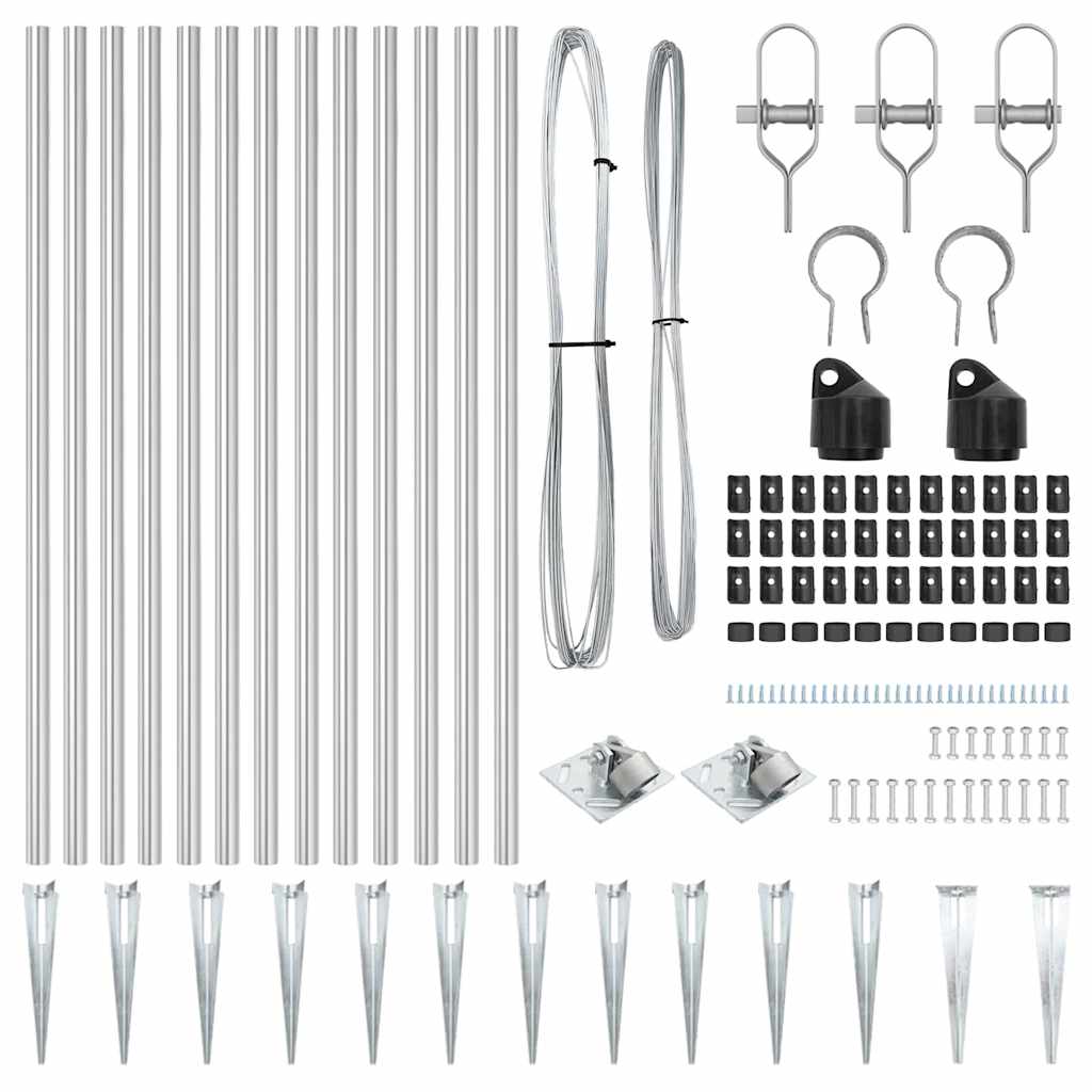 vidaXL Ground Spike Fence Post 13 pcs Silver Powder-Coated Steel 5