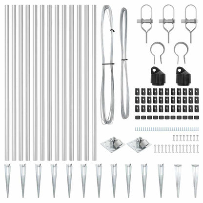 vidaXL Ground Spike Fence Post 13 pcs Silver Powder-Coated Steel 5