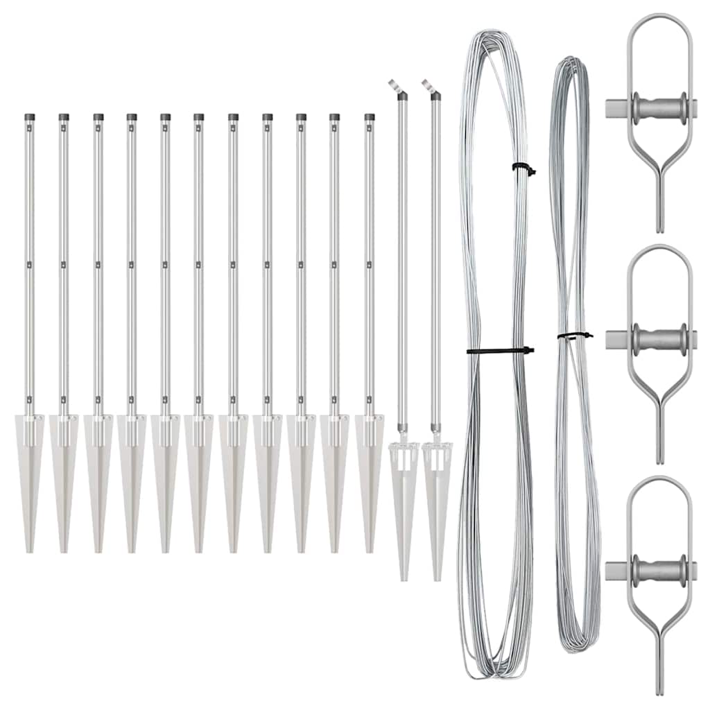vidaXL Ground Spike Fence Post 13 pcs Silver Powder-Coated Steel 5