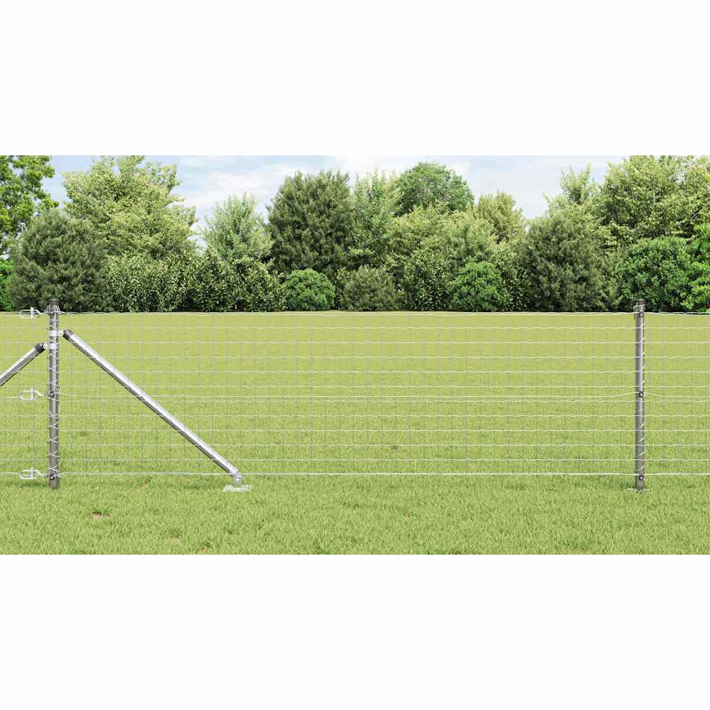 vidaXL Ground Spike Fence Post 7 pcs Silver Powder-Coated Steel 1