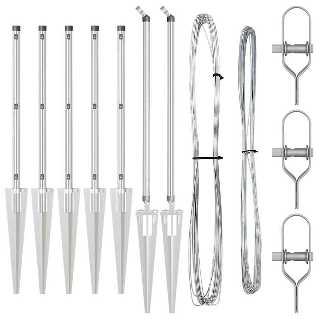 vidaXL Ground Spike Fence Post 7 pcs Silver Powder-Coated Steel 5