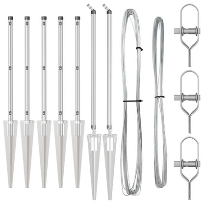 vidaXL Ground Spike Fence Post 7 pcs Silver Powder-Coated Steel 5
