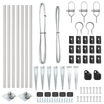 vidaXL Ground Spike Fence Post 7 pcs Silver Powder-Coated Steel 6