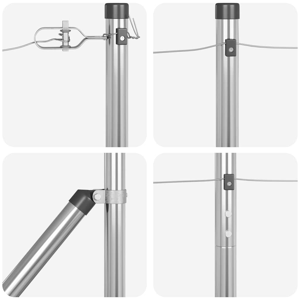 vidaXL Ground Spike Fence Post 7 pcs Silver Powder-Coated Steel 6