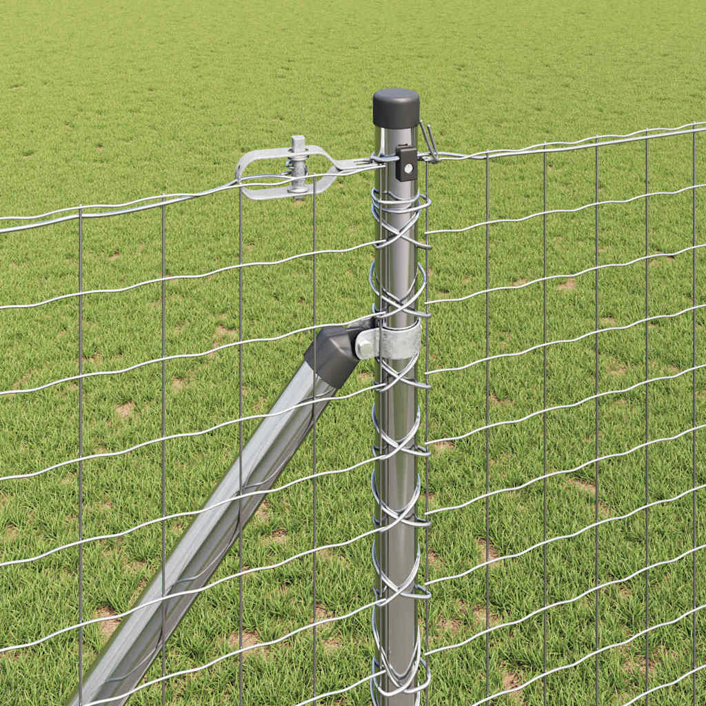vidaXL Ground Spike Fence Post 7 pcs Silver Powder-Coated Steel 3