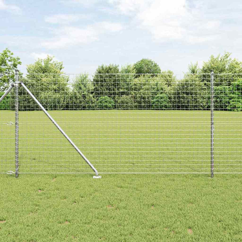 vidaXL Ground Spike Fence Post 7 pcs Silver Powder-Coated Steel 1