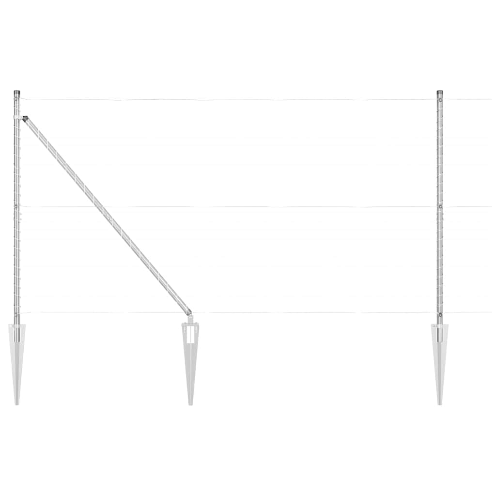 vidaXL Ground Spike Fence Post 7 pcs Silver Powder-Coated Steel 2