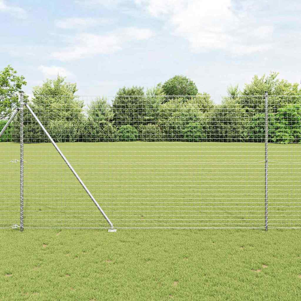 vidaXL Ground Spike Fence Post 7 pcs Silver Powder-Coated Steel 1