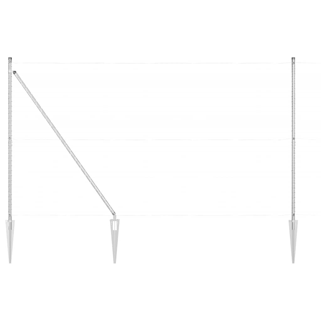 vidaXL Ground Spike Fence Post 7 pcs Silver Powder-Coated Steel 2