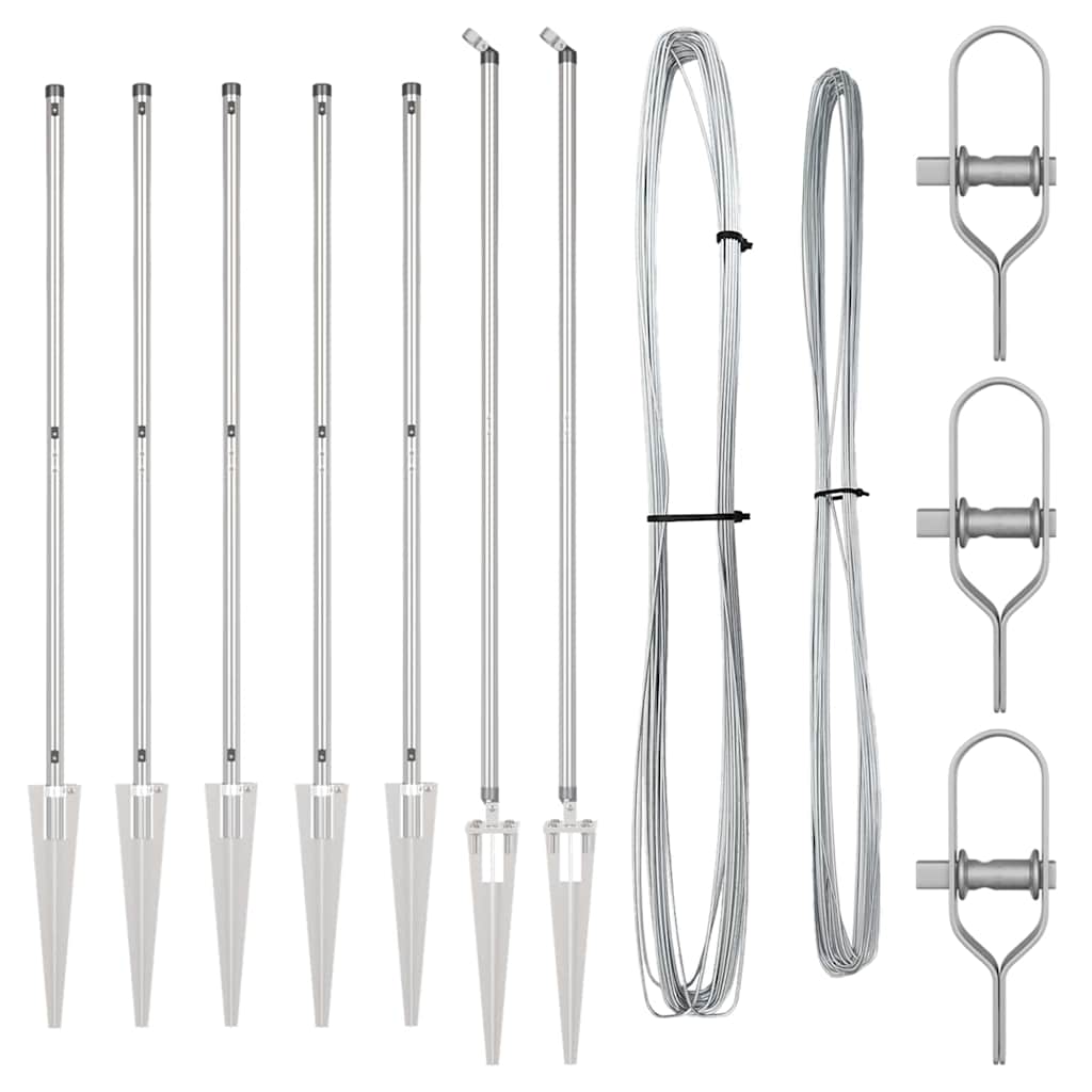 vidaXL Ground Spike Fence Post 7 pcs Silver Powder-Coated Steel 4