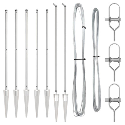 vidaXL Ground Spike Fence Post 7 pcs Silver Powder-Coated Steel 4
